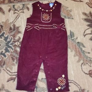 Girls Maroon Overalls